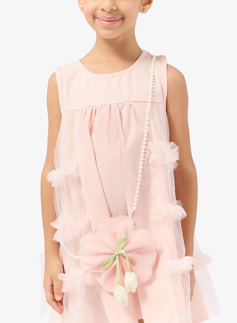 Pinata Pink Tulle Flower Occasion  Dress - Image 3